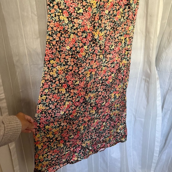 Topshop Satin Floral Sweetheart Midi Dress Black Multi US 10 - Picture 8 of 11